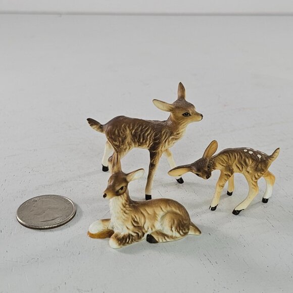 Vintage Bone China Ceramic Deer Figurines Family Set Of 3 - Picture 2 of 8